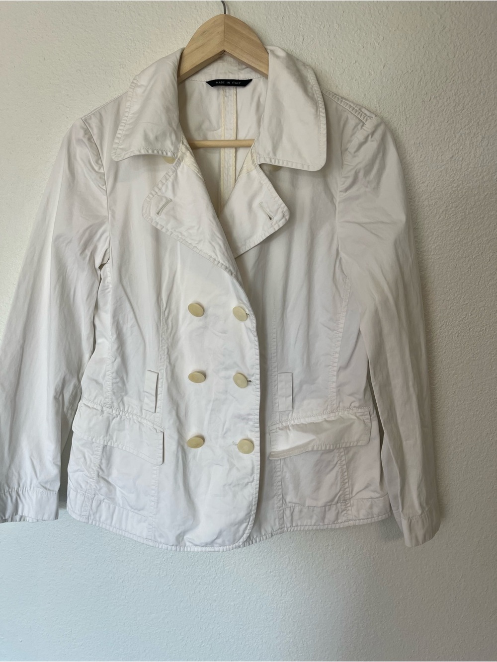 Giorgio Armani White Double-Breasted Peacoat